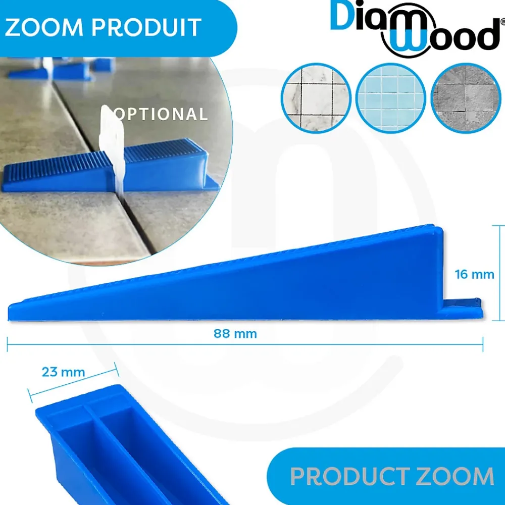 Diamwood Expert En Equipement Outils Du Carreleur<250 Cales Autonivelantes pour Croisillons l. 23 x L. 88 mm - Diamwood
