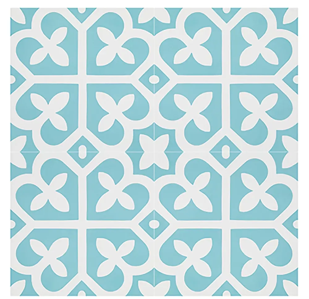 Pegane Mosaïque Pour Wc|Mosaïque<4 Carreaux de ciment véritable 0,16m2 / Carreaux de ciment artisanaux coloris bleu pour sol et mur - l.20 x L.20 cm