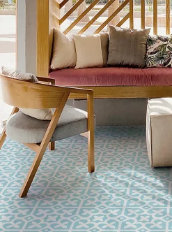 Pegane Mosaïque Pour Wc|Mosaïque<4 Carreaux de ciment véritable 0,16m2 / Carreaux de ciment artisanaux coloris bleu pour sol et mur - l.20 x L.20 cm