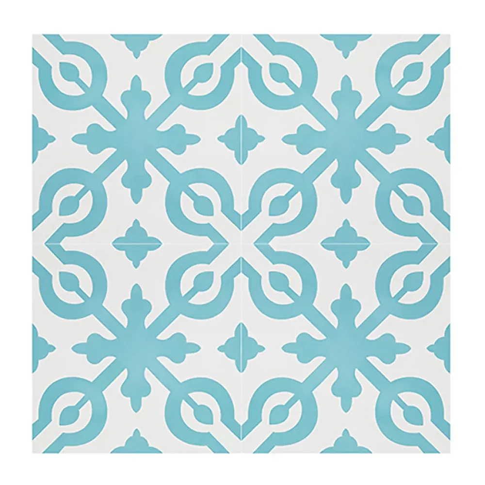 Pegane 4 Carreaux de ciment véritable 0,16m2 / Carreaux de ciment artisanaux coloris Bleu pour sol et mur - l.20 x L.20 cm- Mosaïque|Mosaïque Pour Douche