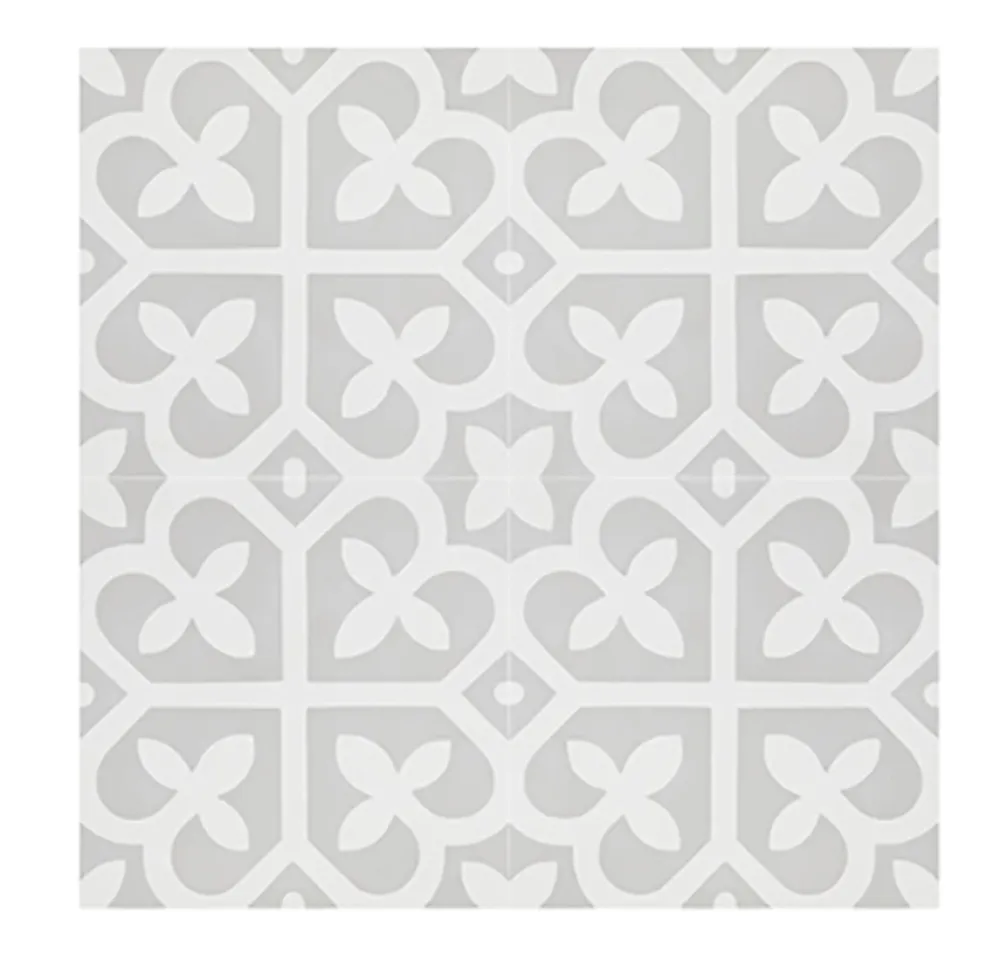 Pegane 4 Carreaux de ciment véritable 0,16m2 / Carreaux de ciment artisanaux pour sol et mur coloris gris et blanc - l.20 x L.20cm- Mosaïque Pour Pièce À Vivre|Mosaïque Pour Wc