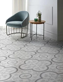 Pegane Mosaïque Pour Douche<4 Carreaux de ciment véritable 0,16m2 / Carreaux de ciment artisanaux pour sol et mur coloris Gris - l.20 x L.20cm