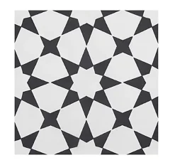 Pegane Mosaïque Pour Pièce À Vivre<4 Carreaux de ciment véritable 0,16m2 / Carreaux de ciment artisanaux pour sol et mur coloris noir / blanc - l.20 x L.20 cm