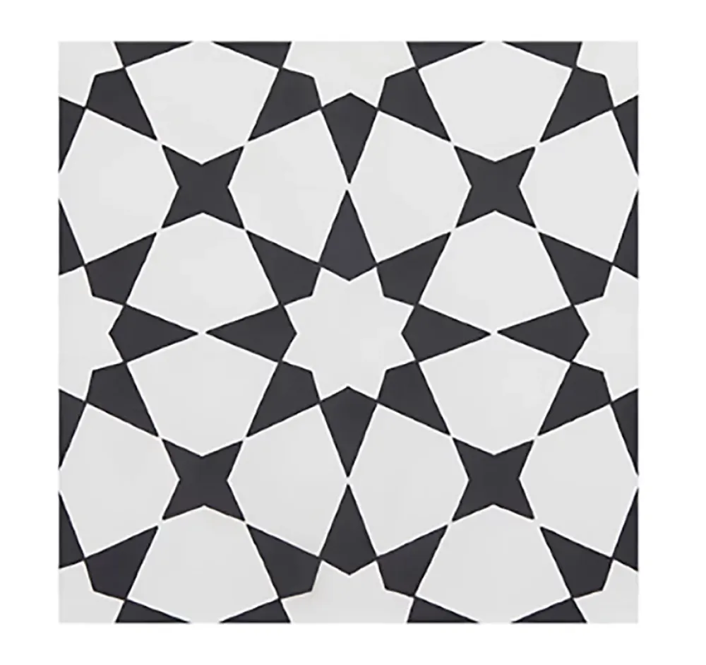 Pegane Mosaïque Pour Pièce À Vivre<4 Carreaux de ciment véritable 0,16m2 / Carreaux de ciment artisanaux pour sol et mur coloris noir / blanc - l.20 x L.20 cm