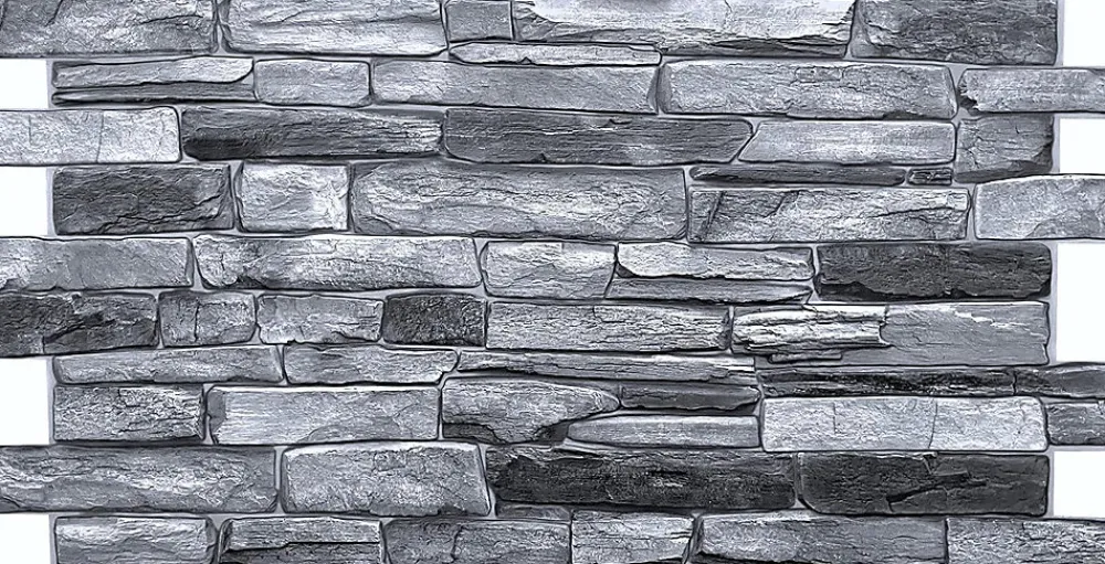 Ikhemalarka Panneau Mural Décoratif<4 m² 10 panneaux PVC 3D effet pierre muraux & de plafond, revêtement imitation carrelage Grey Stone