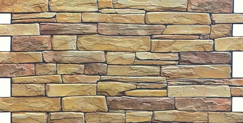 Ikhemalarka 4 m² 10 panneaux PVC 3D effet pierre muraux & de plafond, revêtement imitation carrelage Sand Stone Slate- Panneau Mural Décoratif
