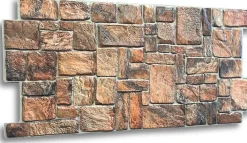 Ikhemalarka Panneau Mural Décoratif<4 m² 10 panneaux PVC 3D effet pierre muraux & de plafond, revêtement imitation carrelage Natur Stone