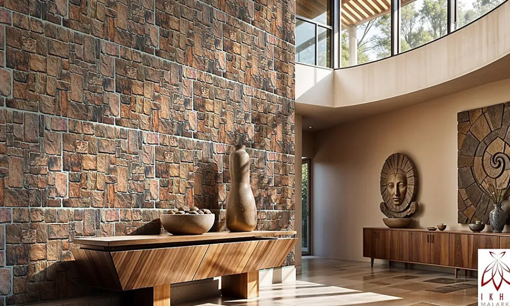 Ikhemalarka Panneau Mural Décoratif<4 m² 10 panneaux PVC 3D effet pierre muraux & de plafond, revêtement imitation carrelage Natur Stone