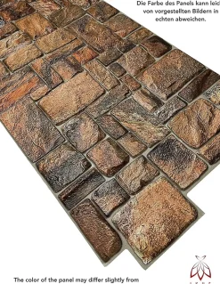 Ikhemalarka Panneau Mural Décoratif<4 m² 10 panneaux PVC 3D effet pierre muraux & de plafond, revêtement imitation carrelage Natur Stone