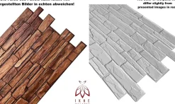 Ikhemalarka 4 m² 10 panneaux PVC 3D effet pierre muraux & de plafond, revêtement imitation carrelage Karelian- Panneau Mural Décoratif