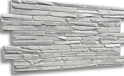 Ikhemalarka Panneau Mural Décoratif<4 m² 10 panneaux PVC 3D effet pierre muraux & de plafond, revêtement imitation carrelage Quartzite Grey