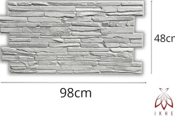 Ikhemalarka Panneau Mural Décoratif<4 m² 10 panneaux PVC 3D effet pierre muraux & de plafond, revêtement imitation carrelage Quartzite Grey