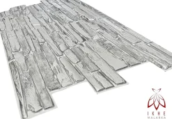 Ikhemalarka Panneau Mural Décoratif<4 m² 10 panneaux PVC 3D effet pierre muraux & de plafond, revêtement imitation carrelage Quartzite Grey