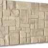 Ikhemalarka Panneau Mural Décoratif<4 m² 10 panneaux PVC 3D effet pierre muraux & de plafond, revêtement imitation carrelage Beige Stone