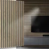 Ikhemalarka Panneau Mural Décoratif<6 m2 12 pièces Panneaux muraux de plafond en polystyrène Effet lamelle Décor Imitation Lamelle Revêtement léger XL Slats Gold