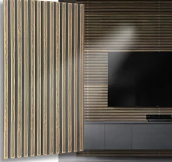 Ikhemalarka Panneau Mural Décoratif<6 m2 12 pièces Panneaux muraux de plafond en polystyrène Effet lamelle Décor Imitation Lamelle Revêtement léger XL Slats Gold