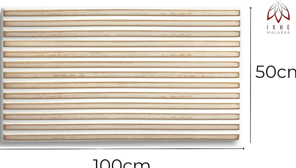 Ikhemalarka Panneau Mural Décoratif<6 m2 12 pièces Panneaux muraux de plafond en polystyrène Effet Lattes Décor Imitation Lamelle Revêtement léger Slats White Gold