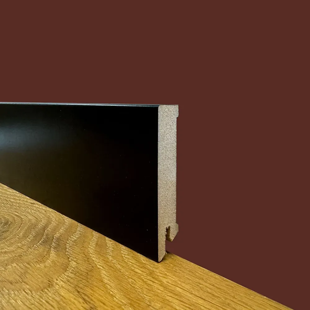 Eternal Parquet Plinthe Bois|Plinthe Bois<100 ml de plinthe carrée en fibre de bois compacte 80 x 15 noir (noir total)