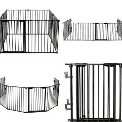 Giantex Barrière De Sécurité<8 Pcs Barrieres de Securite Extensible a Pression Grill DIY Protection pour Bebe Animaux Cheminee Escalier Noir