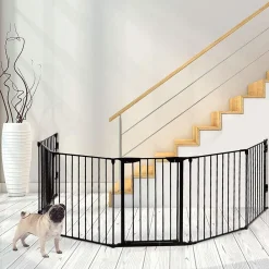 Giantex Barrière De Sécurité<8 Pcs Barrieres de Securite Extensible a Pression Grill DIY Protection pour Bebe Animaux Cheminee Escalier Noir
