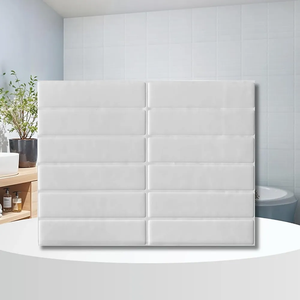 Ikhemalarka 40 pièces 2,6m2 Panneaux de 3D Carreaux en plastique autocollants Revêtement mural imperméable Carreaux- Panneau Mural Décoratif
