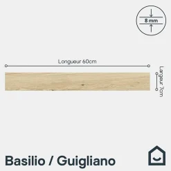 GoodHome Plinthe Pour Carrelage Sol<4 Plinthes carrelage effet bois brut mat L.60 x l.7 cm x ép.8 mm, Basilio