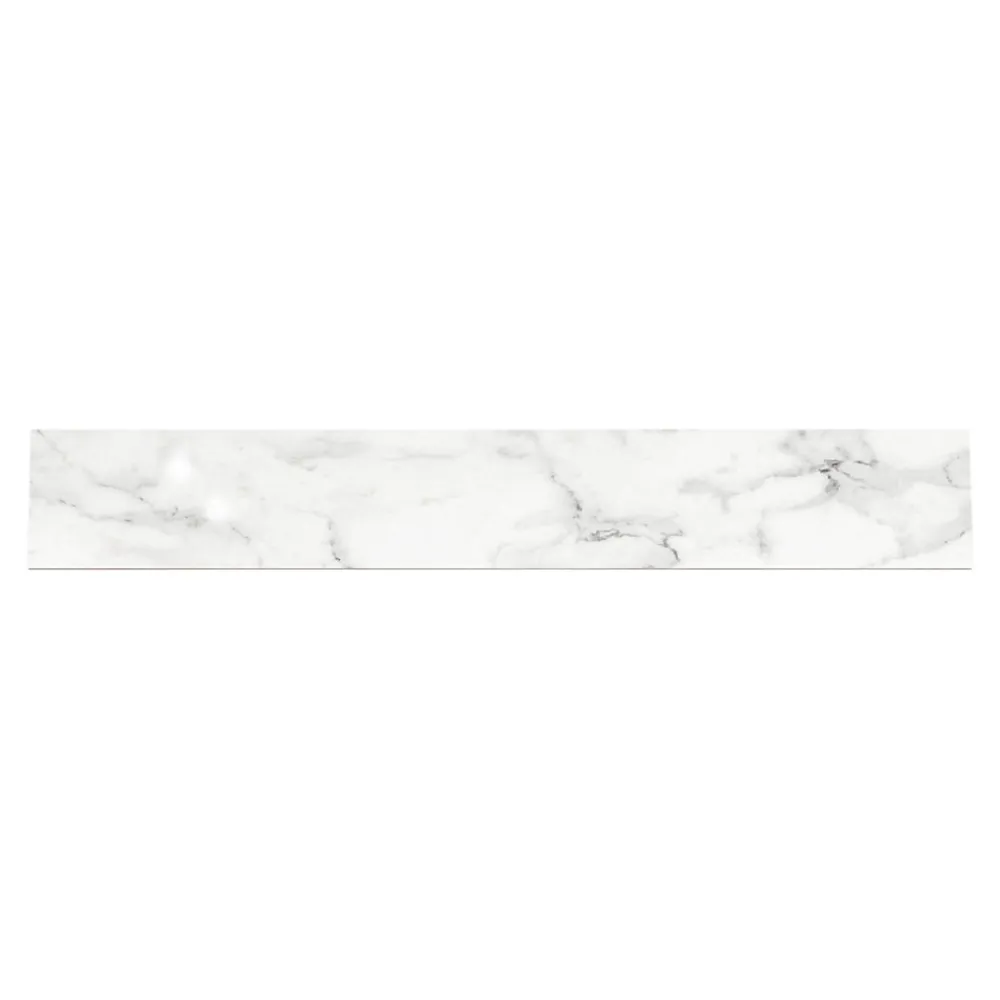 GoodHome 4 Plinthes en carrelage effet marbre blanc brillant L.60,8 x 9 cm x ép.8,5 mm, Aruma- Plinthe Pour Carrelage Sol