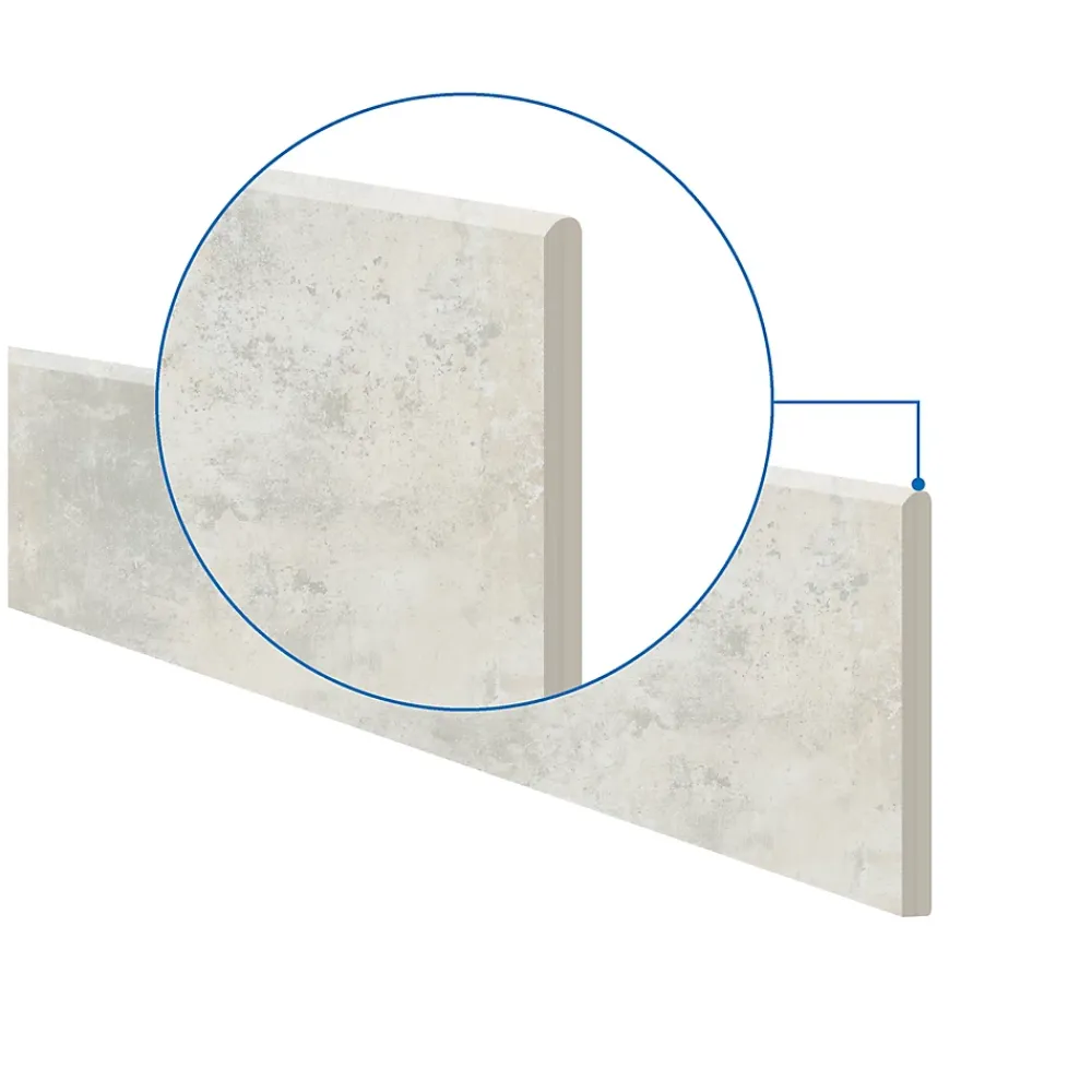 5 Plinthes en grès cérame émaillé effet béton blanc mat L.60 x l.7 cm x ép.8 mm, Malt- Plinthe Pour Carrelage Sol
