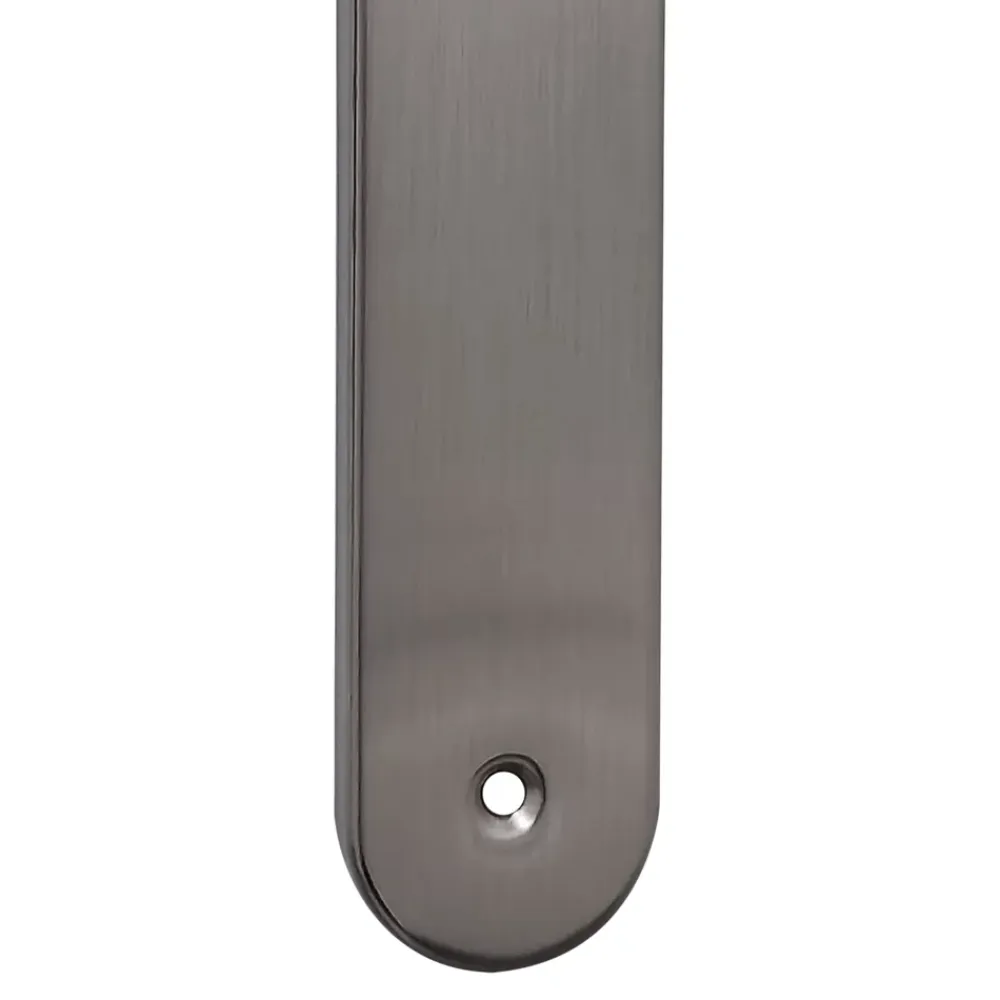 Poignée De Porte<2 poignées de porte sur plaque rond Amga, entraxe 195mm, coloris gris satiné