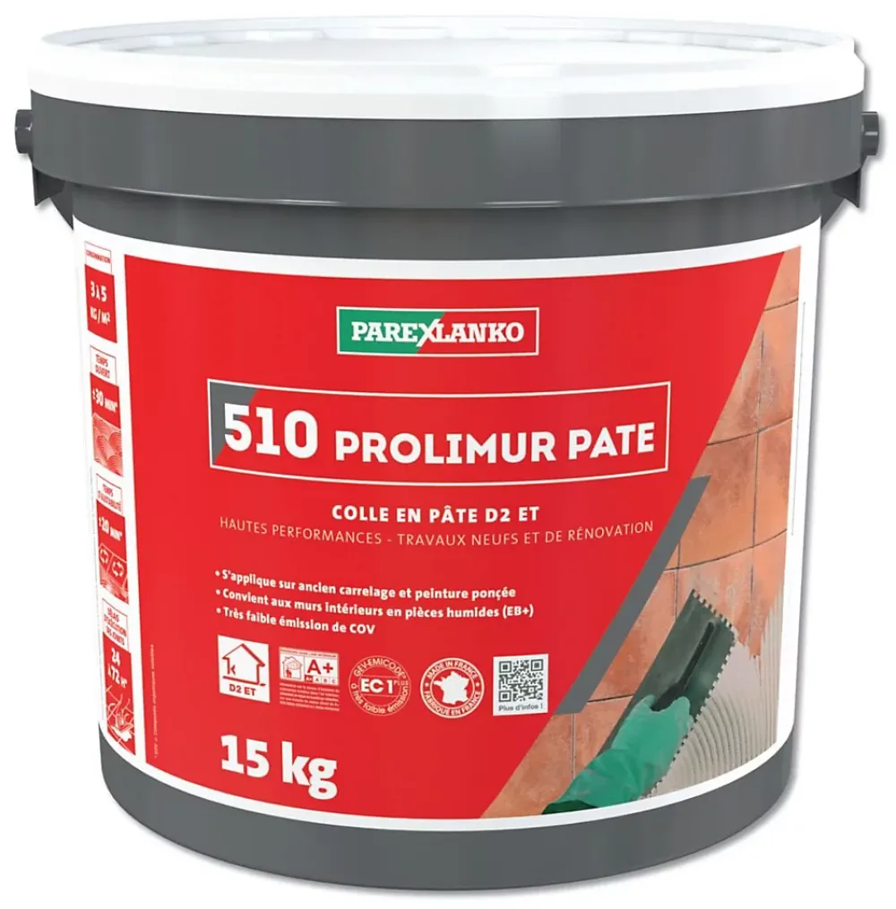 Parexlanko Colle Carrelage Mural<510 prolimur pate seau de 15 kg