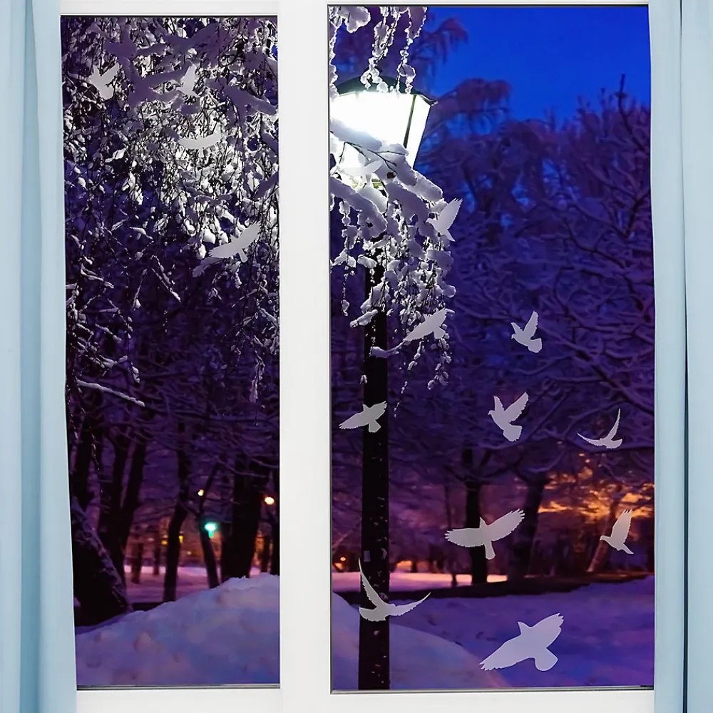 Ambiance Sticker 15 stickers oiseaux anti-collision translucide 95 x 95 cm- Film Occultant Pour Vitrage