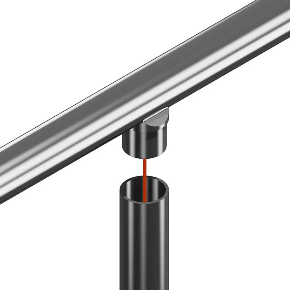 MySystem 2 x Adaptateur pour tube diam. 42,4 à coller sur tube diam. 42,4 x 2 mm - Inox 304- Accessoire D'Escalier