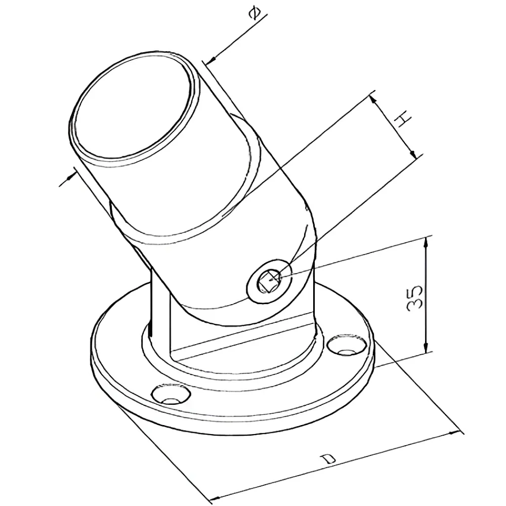 MySystem Accessoire D'Escalier<1 x Embase murale orientable pour tube diam. 42,4 x 2 mm - Inox 304