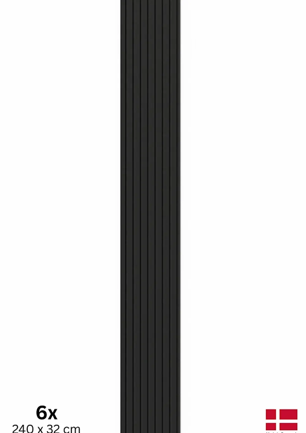 Nordic Acoustics 2 x Panneaux Acoustiques Decoratifs Muraux en Noir Mat 240x32 cm- Panneau Tasseau Bois