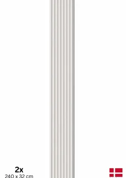 Nordic Acoustics Panneau Tasseau Bois<2 x Panneaux Acoustiques Decoratifs Muraux en Blanc Mat 240x32 cm