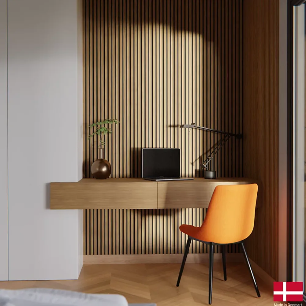 Nordic Acoustics 2 x Panneaux acoustiques decoratifs muraux en plaquage chene veritable 240x32 cm- Panneau Tasseau Bois