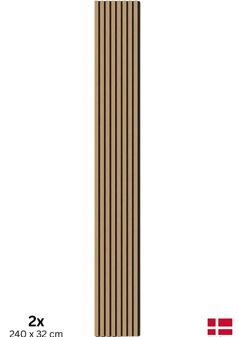 Nordic Acoustics 2 x Panneaux acoustiques decoratifs muraux en plaquage chene veritable 240x32 cm- Panneau Tasseau Bois