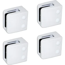 MySystem Garde-Corps, Balustrade<4 x Pince à verre plate modèle 06 - Ep. verre 10,76 mm - Zamak blanc RAL 9016