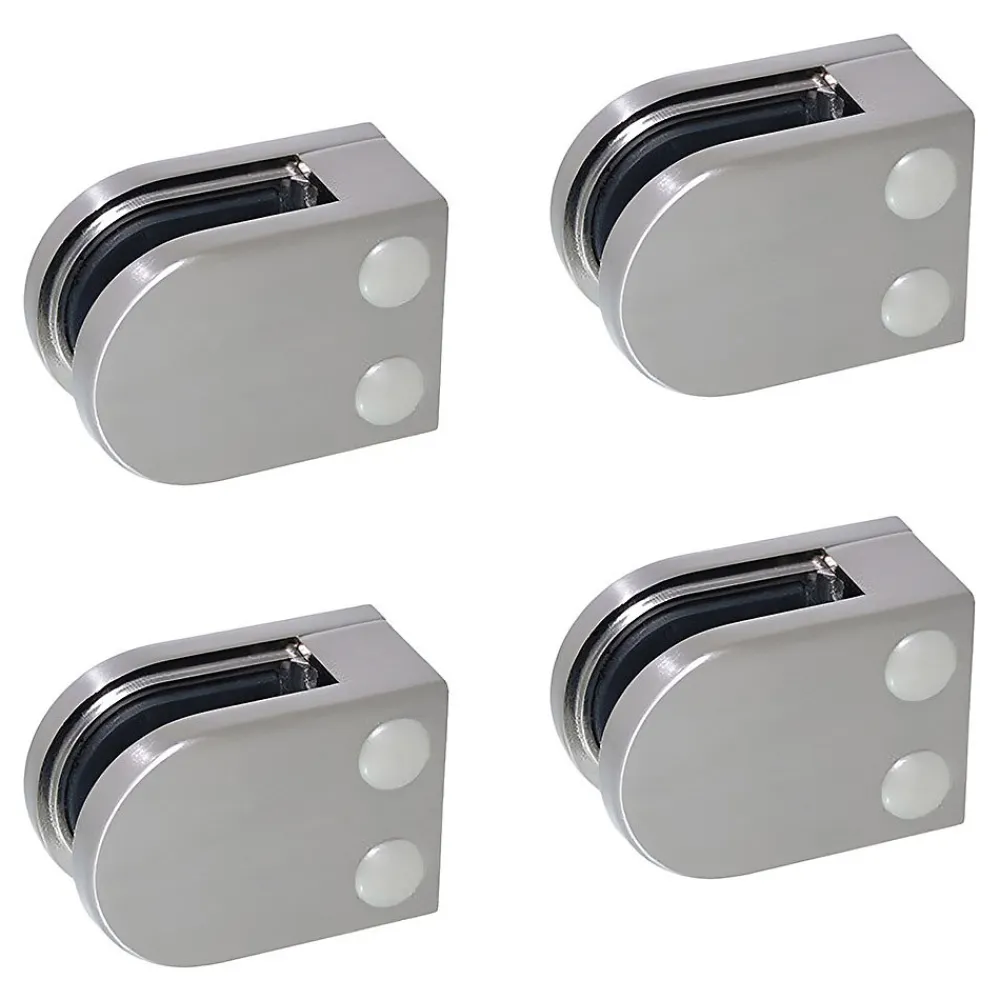 MySystem Garde-Corps, Balustrade<4 x Pince à verre plate modèle 05 - Ep. verre 10,76 mm - Inox 304 brossé GR320