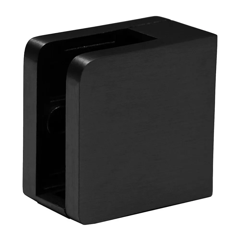 MySystem 4 x Pince à verre plate modèle 21 - Ep. verre 10 mm - Inox noir anthracite- Garde-Corps, Balustrade
