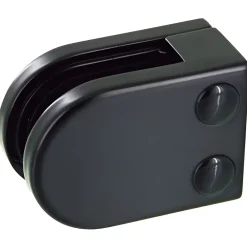 MySystem Garde-Corps, Balustrade<4 x Pince à verre plate modèle 02 - Ep. verre 10 mm - Zamak noir RAL 9005