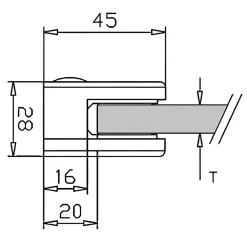 MySystem 4 x Pince à verre plate modèle 01 - Ep. verre 9,52 mm - Inox 316 brossé GR320- Garde-Corps, Balustrade