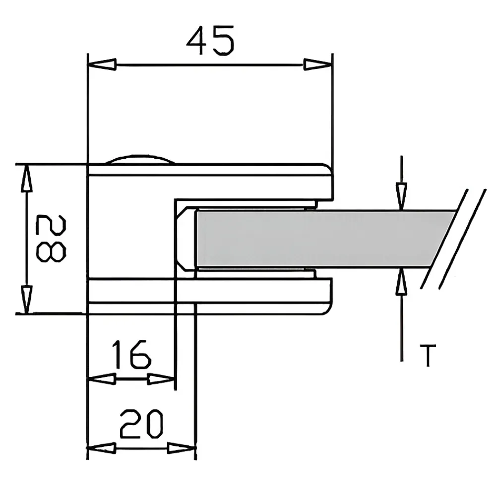 MySystem 4 x Pince à verre plate modèle 01 - Ep. verre 9,52 mm - Inox 316 brossé GR320- Garde-Corps, Balustrade
