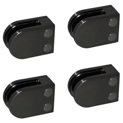 MySystem 4 x Pince à verre plate modèle 02 - Ep. verre 9,52 mm - Inox noir anthracite- Garde-Corps, Balustrade
