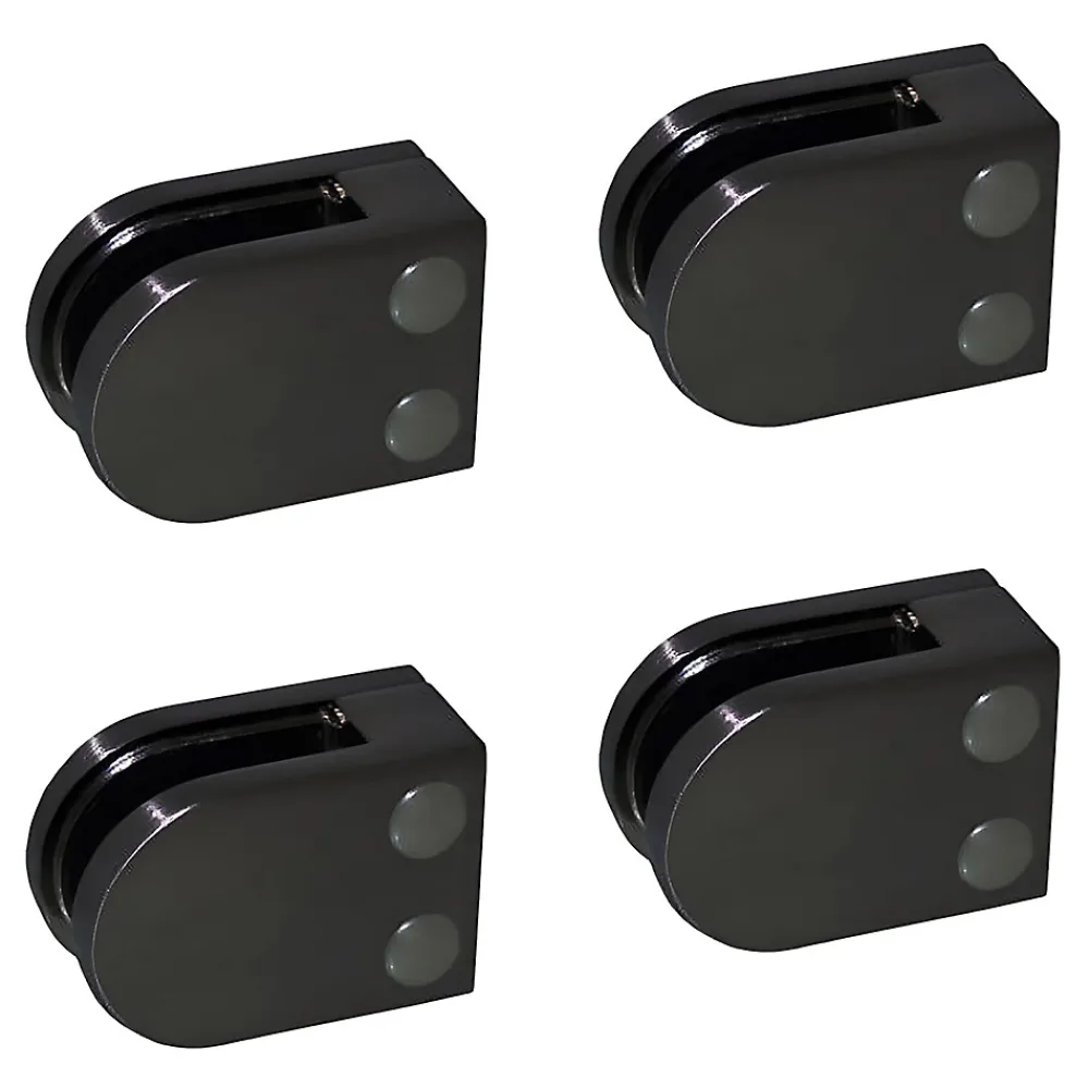 MySystem 4 x Pince à verre plate modèle 02 - Ep. verre 9,52 mm - Inox noir anthracite- Garde-Corps, Balustrade