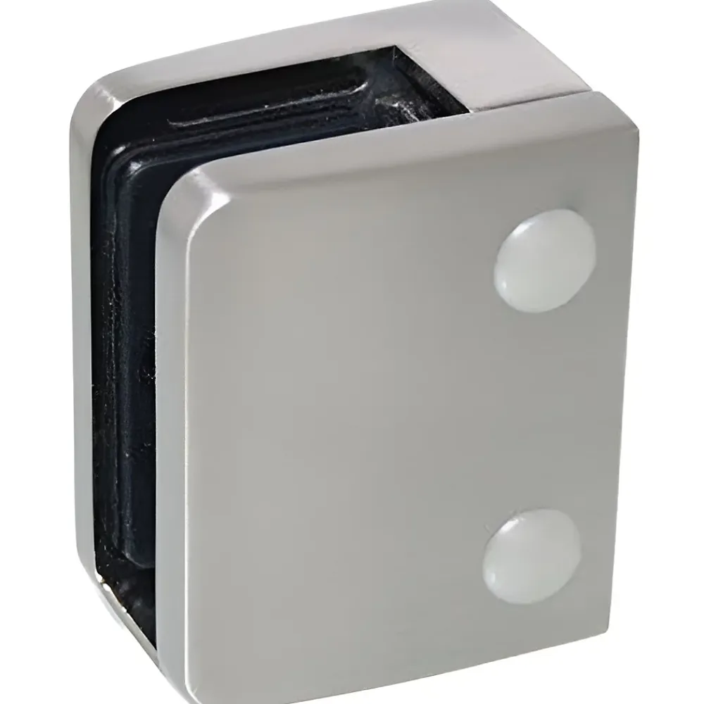 MySystem Garde-Corps, Balustrade<4 x Pince à verre plate modèle 04 - Ep. verre 16,76 mm - Zamak aspect inox brossé