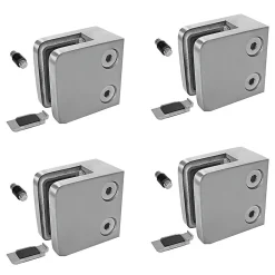 MySystem Garde-Corps, Balustrade<4 x Pince à verre plate modèle 21 - Ep. verre 10 mm - Inox 316 brossé GR320
