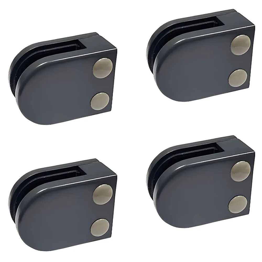 MySystem 4 x Pince à verre plate modèle 02 - Ep. verre 9,52 mm - Zamak gris anthracite RAL 7016- Garde-Corps, Balustrade