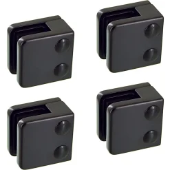 MySystem Garde-Corps, Balustrade<4 x Pince à verre plate modèle 01 - Ep. verre 9,52 mm - Zamak noir RAL 9005
