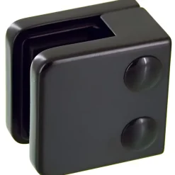 MySystem Garde-Corps, Balustrade<4 x Pince à verre plate modèle 01 - Ep. verre 9,52 mm - Zamak noir RAL 9005